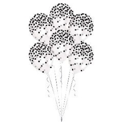 Globos transparentes confetti negro pintado 6 uds 13051799014 9902933