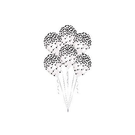 Globos transparentes confetti negro pintado 6 uds 13051799014 9902933