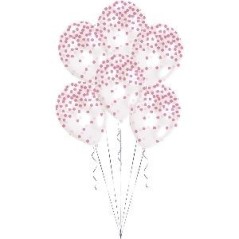 Globos transparentes confetti rosa pintado 6 uds 13051799038 9902935