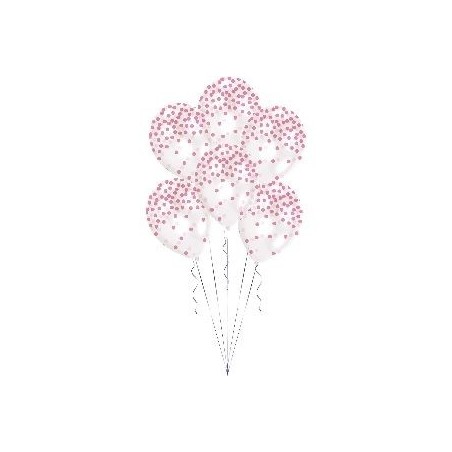 Globos transparentes confetti rosa pintado 6 uds 13051799038 9902935