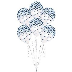 Globos transparentes confetti azul pintado 6 uds 13051799052 9902936