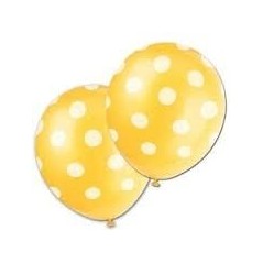 Globo amarillo lunares blancos 30 cm 6 uds 11179575930 57593