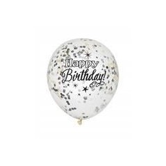 Globo con confetti negro cumpleanos 30 cm 6 uds 11179582853 58285