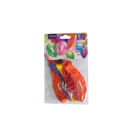 Globos numero  6 uds de 30 cm 12 8800884010513 401051