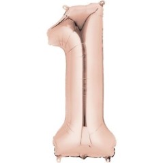 Globo numero 1 rosa dorado de foil para helio o aire 86 x 33 cm 26635362108 3621001