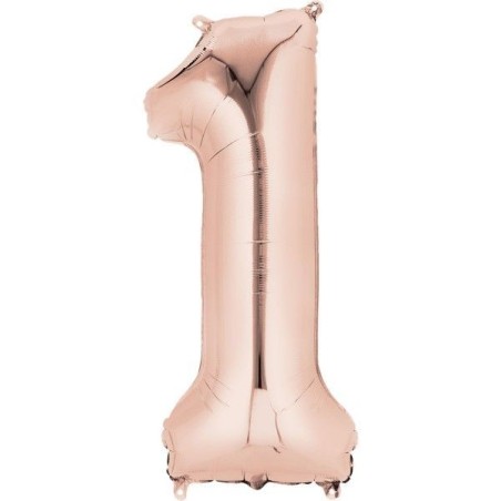 Globo numero 1 rosa dorado de foil para helio o aire 86 x 33 cm 26635362108 3621001