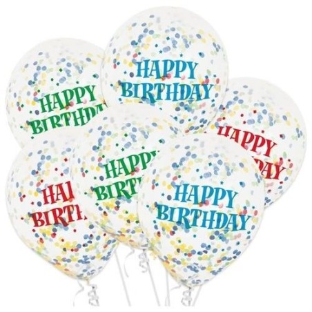 Globos cumpleanos con confeti para rellenar 6 uds 11179581139 58113