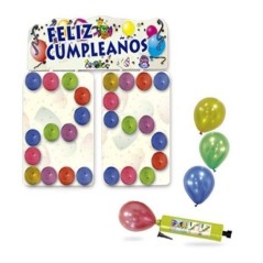 Cartel feliz cumpleanos 96x33  66x46 cm con globos 8429412005090 509
