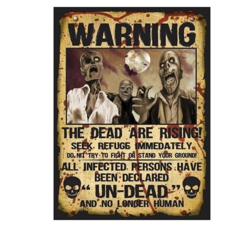 Letreros zombies warning de 38 x28 cm 2 unidades 8434077199183 19918 GUIRCA