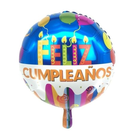Globo feliz cumpleanos 46 cm 18 velas y globos 8424345687283 68728