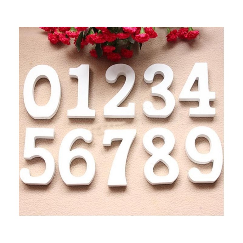 Numeros en madera blanca de 11 cm