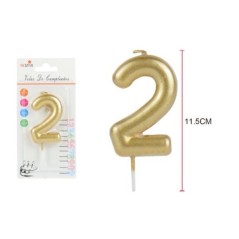 Vela de cumpleaños oro numero de 11,5 cm-Tus Disfraces Baratos