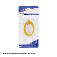 Vela numeros oro purpurina