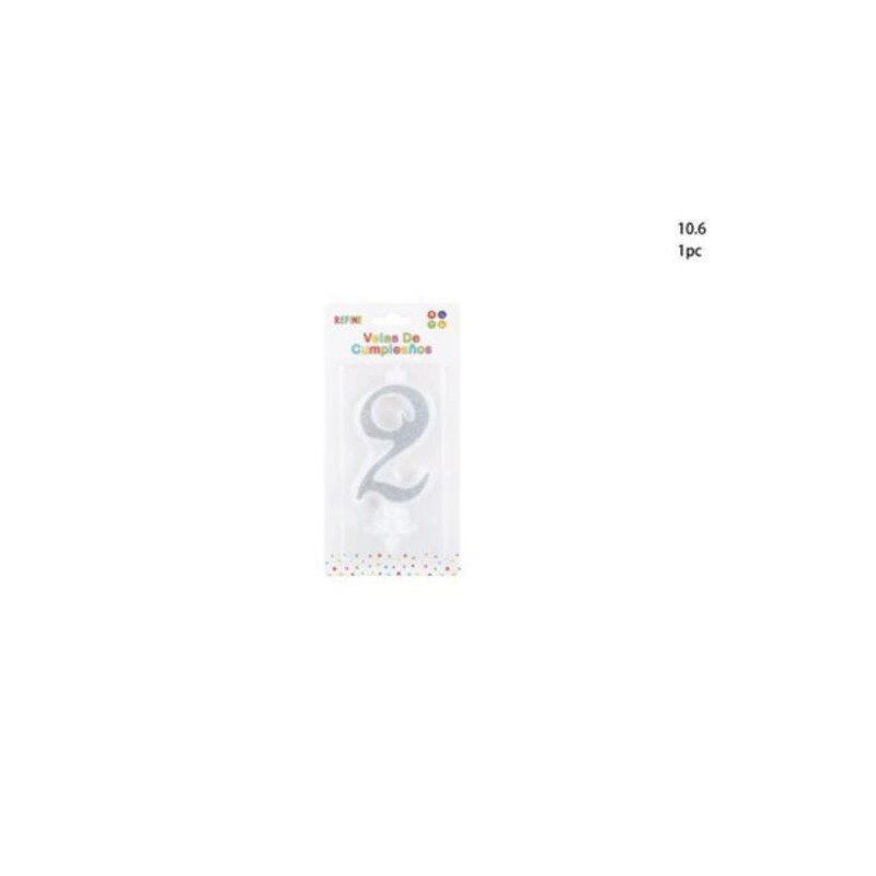 Vela tarta plata purpurina 10 cm