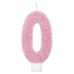 Vela rosa purpurina cumpleaños