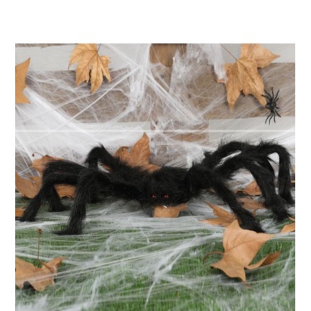 Araña negra con pelo 70 cm halloween 26089 8434077260890 GUIRCA