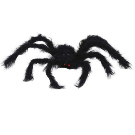 Araña negra con pelo 50 cm halloween 24499 8434077244999 GUIRCA