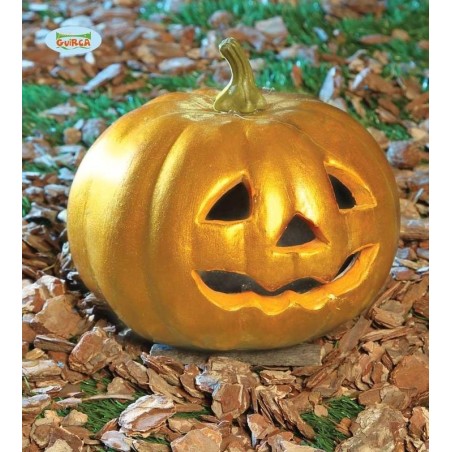 calabaza oro con luz 18 cm decoracion halloween 19561 8434077195611