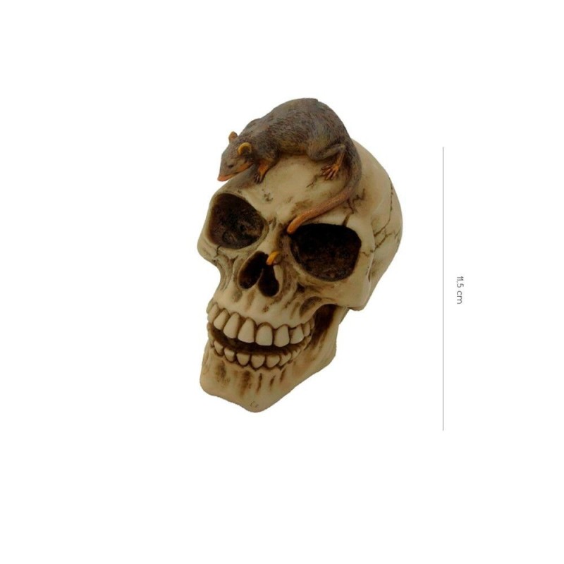 Craneo o calavera con raton 11,5 cm