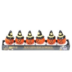 Velas calabaza 6 und con gorro bruja 19249 8434077192498