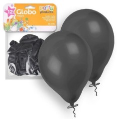 Globos negros 12 unidades 23 cm 9  latex 68405JU 8424345684053