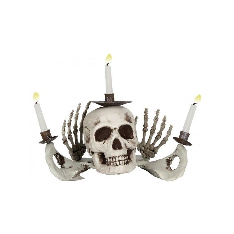 Candelabro calavera con 3 portavelas 31x18x8 cm