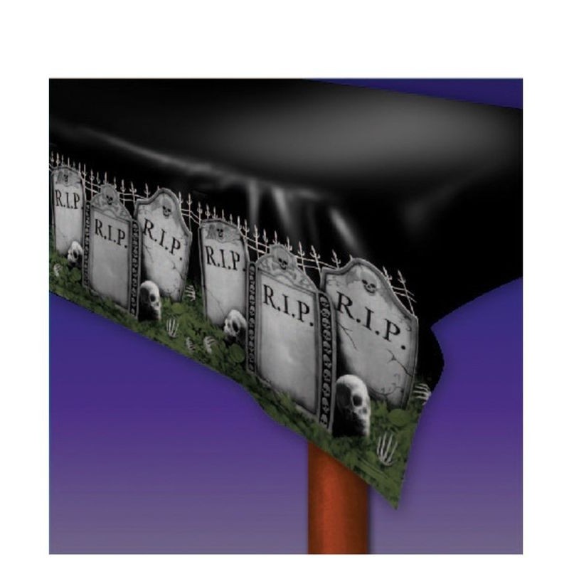 Mantel halloween cementerio lapidas 274x137 cm