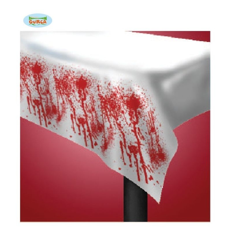 Mantel halloween sangre 274 x 137 cm blanco