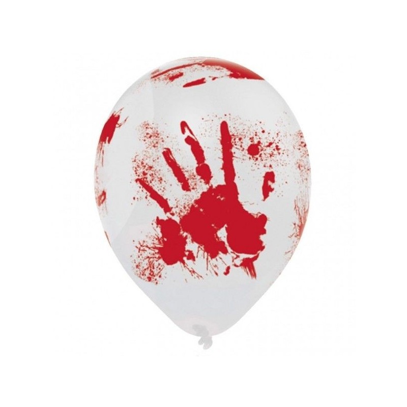 Globos blancos con manchas de sangre rojas 6 und