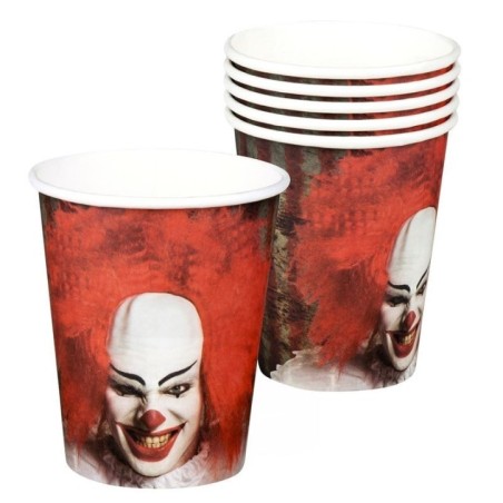 Vasos payaso terror IT 6 uds halloween 72352 8712026723529