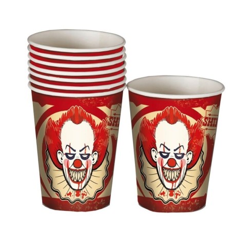 Vasos payaso terror halloween 8 uds 10 cm 19987 8434077199879