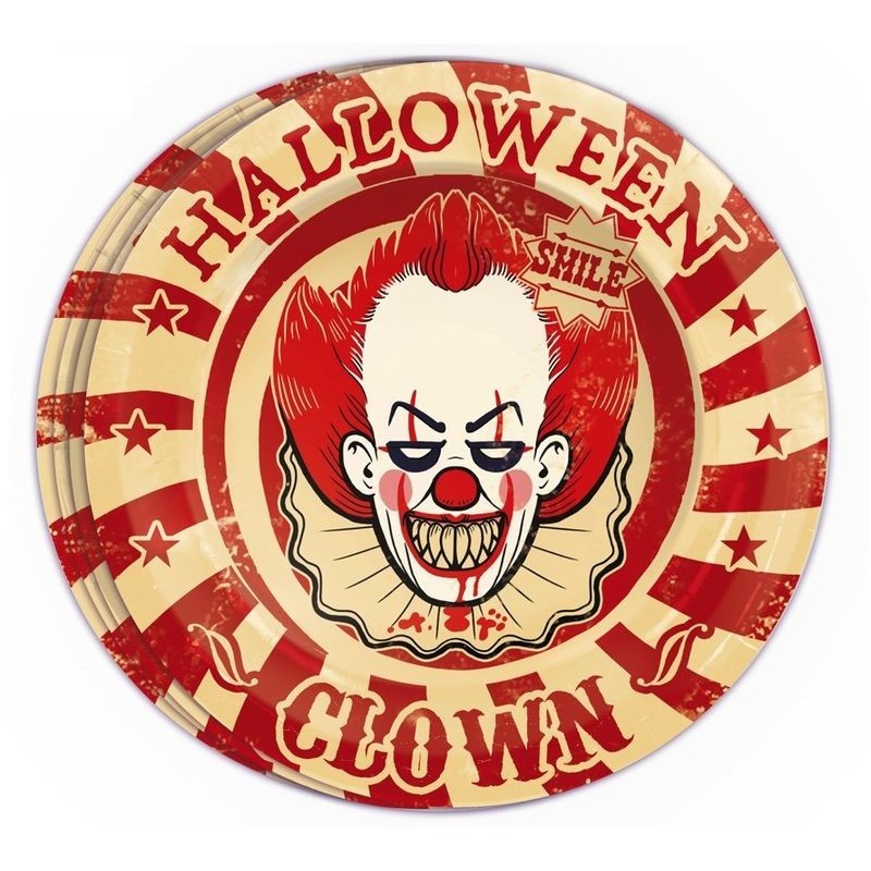 Platos payaso terror halloween 8 uds 23 cm