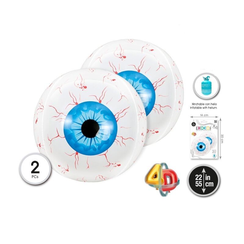 Globos ojos hinchables 55 cm 2 uds aire o helio