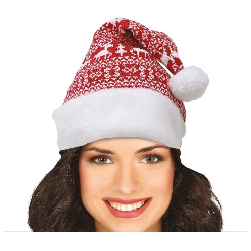 Gorro papa noel de punto decorado navidad