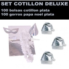 Pack cotillon navidad plata 100 bolsas +100 gorro