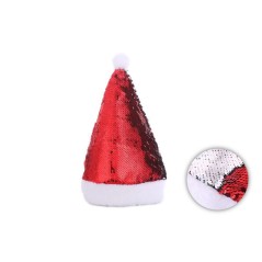 Gorro papa noel lentejuelas plata rojo reversible