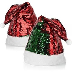 Gorro papa noel lentejuelas verde rojo reversible