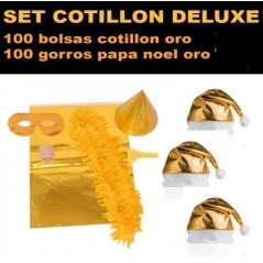 Pack cotillon navidad oro 100 bolsas +100 gorro