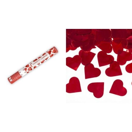 Cañon de confeti corazones rojos 40 cm