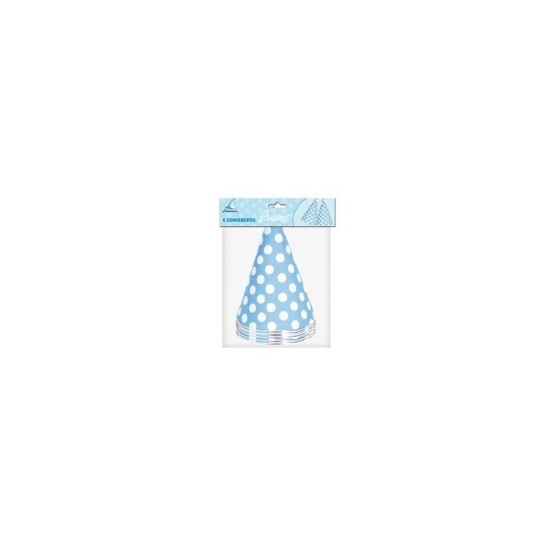 Sombreros azules lunares blancos 6 uds