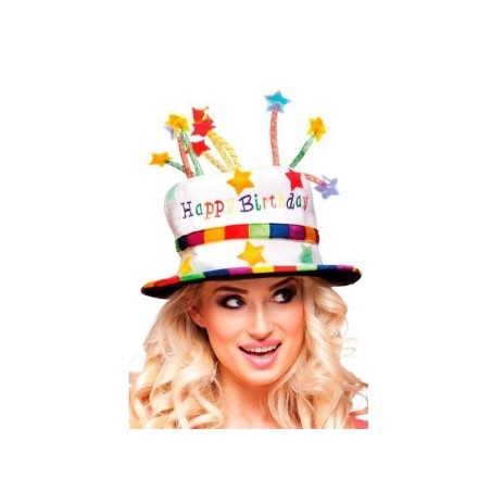 Sombrero de cumpleaños tarta velas happy birthday colores 8712026009326 00932BO