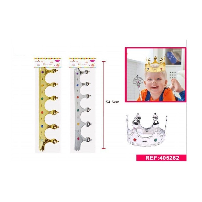 Corona cumpleaños infantil barata oro o plata 55 cm