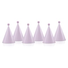 Sombreros de fiesta rosas con pompom 6 uds 10 cm 5902230704169 CPP5 R