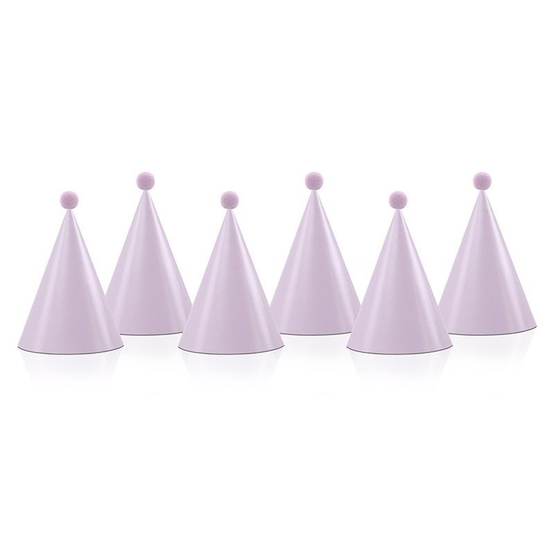 Sombreros fiesta rosas con pompom 6 uds 10 cm