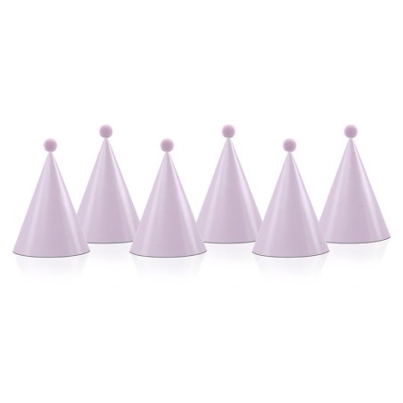 Sombreros de fiesta rosas con pompom 6 uds 10 cm 5902230704169 CPP5 R