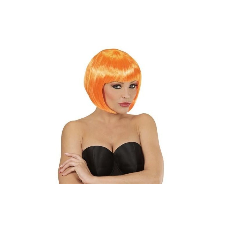 Peluca chanel naranja corta con flequillo