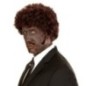 Peluca pulp fiction afro con bigote castaña