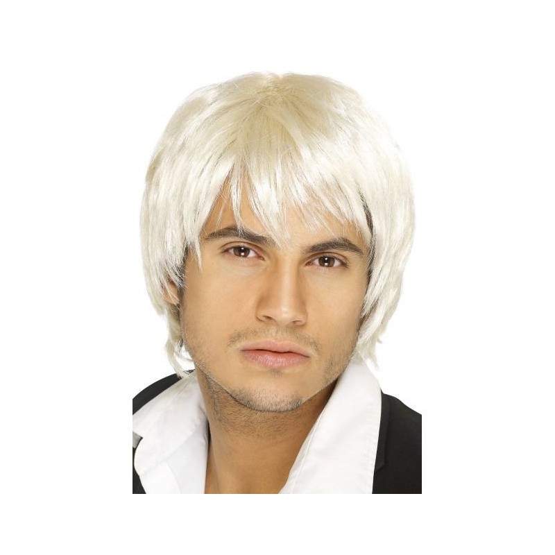 Peluca rubia platino para hombre