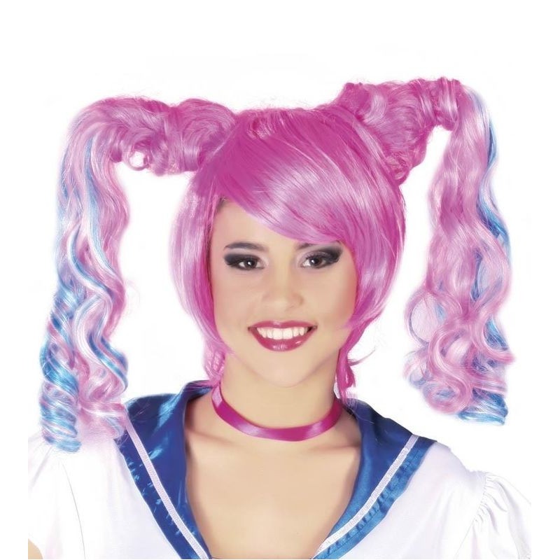 Peluca rosa con coletas sailor moon