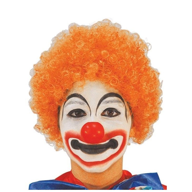 Peluca payaso naranja rizos barata